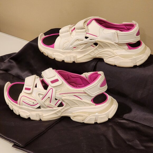 Excellent EU39 BALENCIAGA Track Velcro Sneaker Sandal WhiteFluoPink - Picture 2 of 16